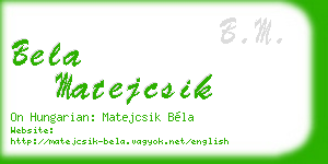 bela matejcsik business card